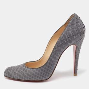 Pre Owned Christian Louboutin Grey Python Fifi Pumps Size 38