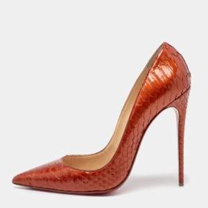 Christian Louboutin Rust Python Leather So Kate Pumps Size 41