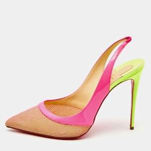 Christian Louboutin Multicolor Patent Leather and Mesh Miluna Slingback Sandals Size 41