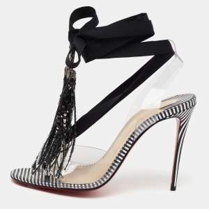 Pre Owned صندل كريستيان لوبوتان ماري باليت مشمع بلاستيك شفااف برباط مقاس 38