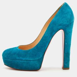 Christian Louboutin Blue Suede Bibi Platform Pumps Size 39