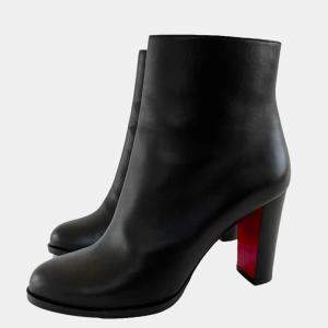Pre Owned Christian Louboutin Black Leather Adox 85 Ankle Boots Size EU 38