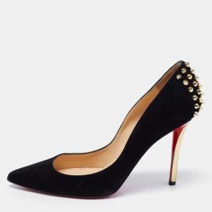 Pre Owned Christian Louboutin Black Suede Zappa  Pointed Toe Pumps 37.5