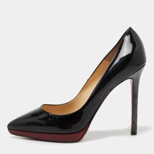 Christian Louboutin Black Patent Leather Pigalle Plato Pumps Size 39