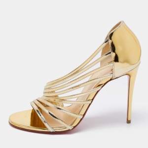 Christian Louboutin Metallic Gold Leather Norina Sandals Size 37