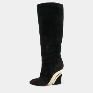 مملوكة مسبقًا Christian Louboutin Black Suede Knee Length Boots Size 38