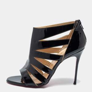 Christian Louboutin Black Patent Leather Beauty K Cage Sandals Size 38