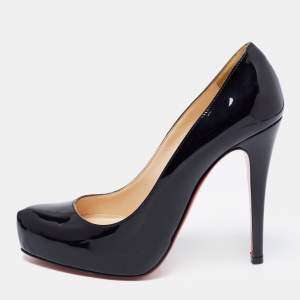 Pre Owned Christian Louboutin Black Patent Leather Rolando Pumps Size 37