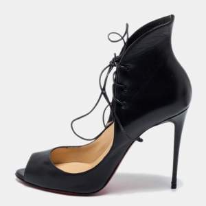 Pre Owned Christian Louboutin Black Leather Mega Vamp Pumps Size 39