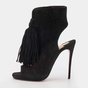 Christian Louboutin Black Suede Otoka Tassel Booties Size 36