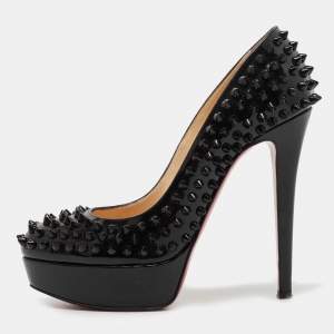 Christian Louboutin Black Patent Leather Alti Spikes Pumps Size 37