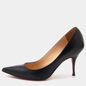 Pre Owned Christian Louboutin Black Leather So Kate Pointed Toe Pumps Size 36.5