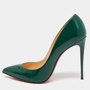 Christian Louboutin Dark Green Patent Leather Pigalle Follies Pumps Size 39.5
