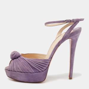 Christian Louboutin Purple Suede Greissimo Ankle Strap Sandals Size 40.5