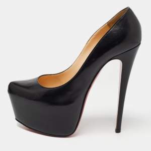 مملوكة مسبقًا Christian Louboutin Black Leather Daffodile Pumps Size 40