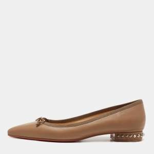 Christian Louboutin Brown Leather Solasofia Ballet Flats Size 38