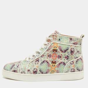 Christian Louboutin Multicolor Printed Python Louis Orlato High Top Sneakers Size 37