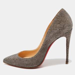 Pre Owned Christian Louboutin Gold Glitter So Kate Pumps Size 37.5