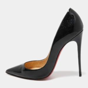 Pre Owned Christian Louboutin Black Patent Leather So Kate Pumps Size 38