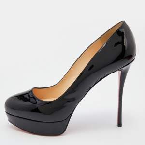 Christian Louboutin Black Patent Leather Bianca Platform Pumps Size 41