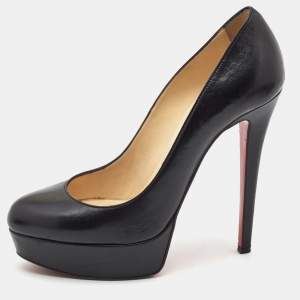 Pre Owned Christian Louboutin Black Leather Bianca Pumps Size 37
