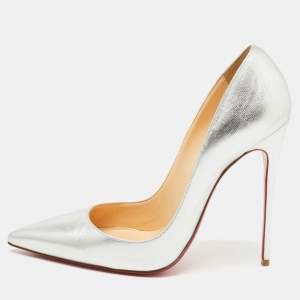 Christian Louboutin Silver Leather So Kate Pumps Size 37.5