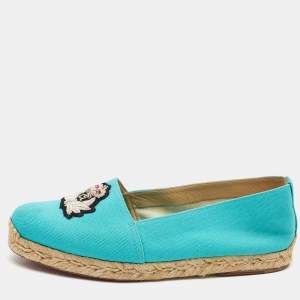 Christian Louboutin Blue Canvas Gala Espadrille Size 38