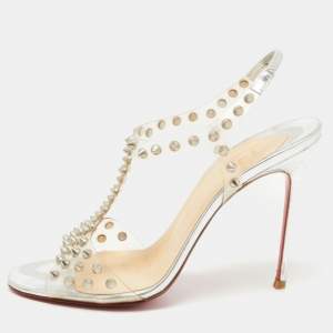 Christian Louboutin Transparent Spiked PVC J-Lissimo T Strap Sandals Size 37 