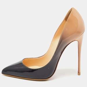 Christian Louboutin Beige/Black Patent Leather Ombre So Kate Pumps Size 38