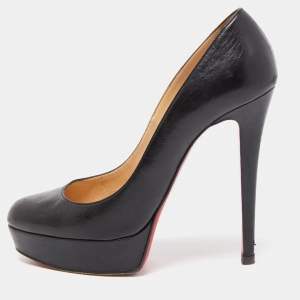 Pre Owned Christian Louboutin Black Leather Bianca Pumps Size 39