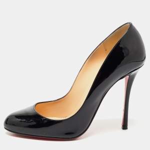 Pre Owned Christian Louboutin Black Patent Leather Merci Allen Pumps Size 39.5