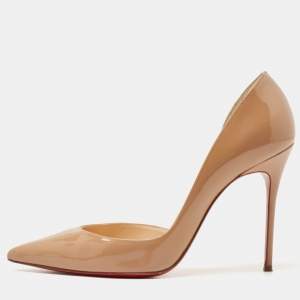 Christian Louboutin Beige Patent Leather Iriza Pumps  Size 39