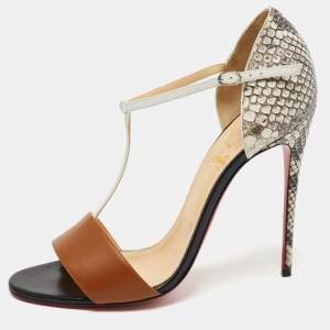 Christian Louboutin Tricolor Leather and Watersnake True Blue Sandals Size 40