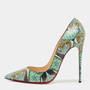 Christian Louboutin Multicolor Hand Painted Python So Kate Pumps Size 40.5