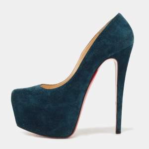 مملوكة مسبقًا Christian Louboutin Teal Suede Daffodile Pumps Size 41