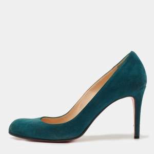 مملوكة مسبقًا Christian Louboutin Teal Suede Simple Pumps Size 40.5