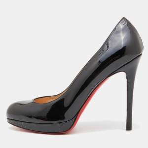 Christian Louboutin Black Patent Leather New Simple  Pumps Size 38