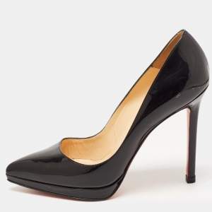 Pre Owned Christian Louboutin Black Patent Pigalle Plato Pumps Size 36.5