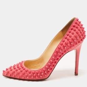 Christian Louboutin Pink Leather Pigalle Spikes Pumps Size 37 