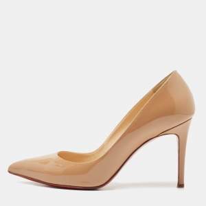 Christian Louboutin Beige Patent Leather Pigalle Pumps Size 39