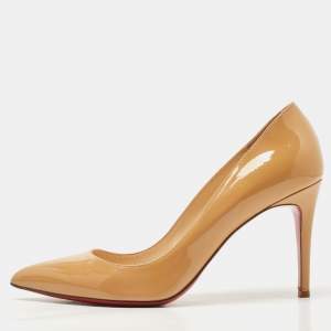 Christian Louboutin Beige Patent Leather Pigalle Pumps Size 40