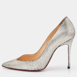 Christian Louboutin Metallic Watersnake Leather Pumps Size 38