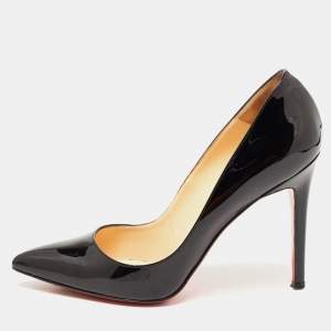 Christian Louboutin Black Patent Leather Pigalle Pointed Toe Pumps 39