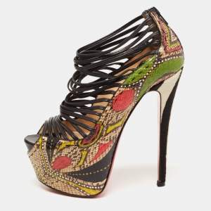 Christian Louboutin Multicolor/Black Python and Leather Zoulou Pumps Size 37.5