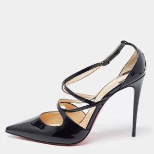 Christian Louboutin Black Patent Leather Crossfliketa Pumps Size 39.5
