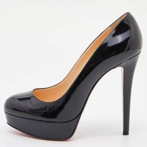 Christian Louboutin Black Patent Leather Bianca Platform Pumps Size 39.5