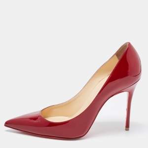 Christian Louboutin Red Patent Leather Pigalle Pointed Toe Pumps Size 35.5