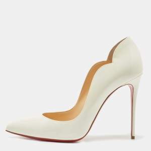 Pre Owned Christian Louboutin White Patent Leather Hot Chick Pointed Toe Pumps Size 40