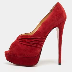 Christian Louboutin Red Suede Drapadita Pumps Size 38