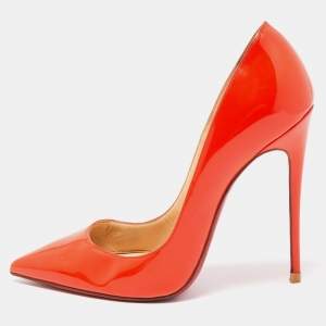 Christian Louboutin Orange Patent Leather So Kate Pumps Size 38